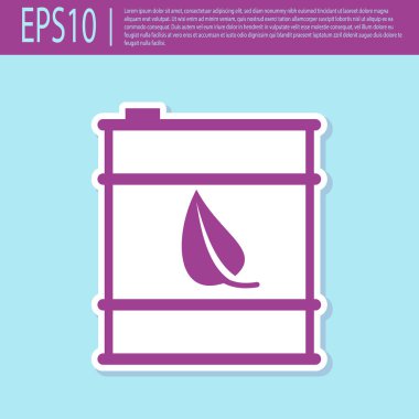 Retro mor Biyo yakıt varil hattı simgesi turkuaz arka plan izole. Eko biyo ve kutu. Yeşil çevre ve geri dönüşüm. Vektör İllüstrasyonu