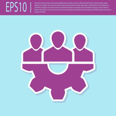 Retro mor Proje takım taban simgesi turkuaz arka plan üzerinde izole. İş analizi ve planlaması, danışmanlık, ekip çalışması, proje yönetimi. Geliştiriciler. Düz tasarım. Vektör İllüstrasyonu