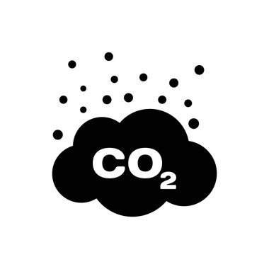 Bulut simgesinde siyah Co2 emisyonları izole edilmiştir. Karbondioksit formülü sembolü, sis kirliliği kavramı, çevre kavramı. Vektör İllüstrasyonu