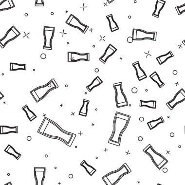 Siyah Cam bira simgesi beyaz arka plan üzerinde izole dikişsiz desen. Vektör İllüstrasyonu