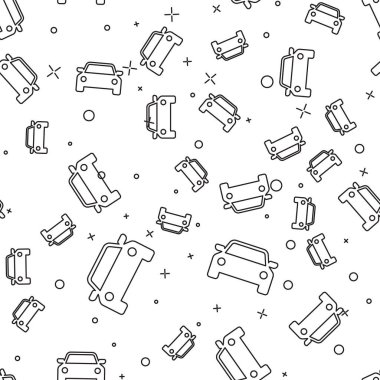 Siyah Araba simgesi beyaz arka plan üzerinde sorunsuz desen izole. Vektör İllüstrasyonu