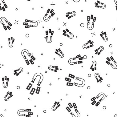 Para simgesi beyaz arka plan üzerinde izole dikişsiz desen ile Siyah Mıknatıs. Yatırım çekme kavramı, para. Büyük iş kar cazibe ve başarı. Vektör İllüstrasyonu