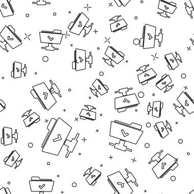 Siyah Ftp işlemi beyaz arka plan üzerinde başarılı simge dikişsiz desen. Yazılım güncellemesi kavramı, transfer protokolü, takım çalışması araç yönetimi, kopyalama süreci. Vektör İllüstrasyonu