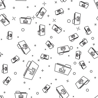 Siyah Klasör indirme simgesi beyaz arka plan üzerinde sorunsuz desen izole. Vektör İllüstrasyonu