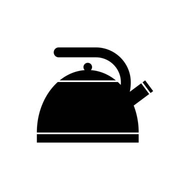 Beyaz arkaplanda siyah çaydanlık ikonu var. Çaydanlık ikonu. Vektör İllüstrasyonu