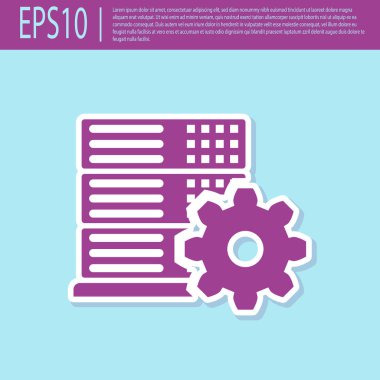 Retro mor Sunucu ayarı simgesi turkuaz arka planda yalıtılmış. Düz tasarım. Vektör İllüstrasyonu