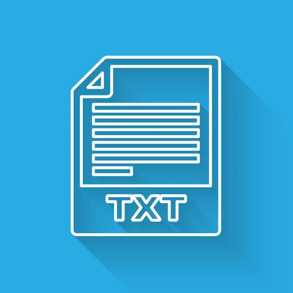 Εικονίδιο εγγράφου αρχείου λευκού txt. Κατεβάστε το εικονίδιο της γραμμής κουμπιού txt απομονωμένα με μακρά σκιά. Σύμβολο επέκτασης αρχείου κειμένου. Απεικόνιση διανυσματικών φορέων — Διανυσματικό Αρχείο