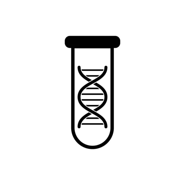 Zwart DNA-onderzoek, zoek icoon geïsoleerd. Genetische manipulatie, genetica testen, klonen, vaderschaps testen. Vector illustratie — Stockvector