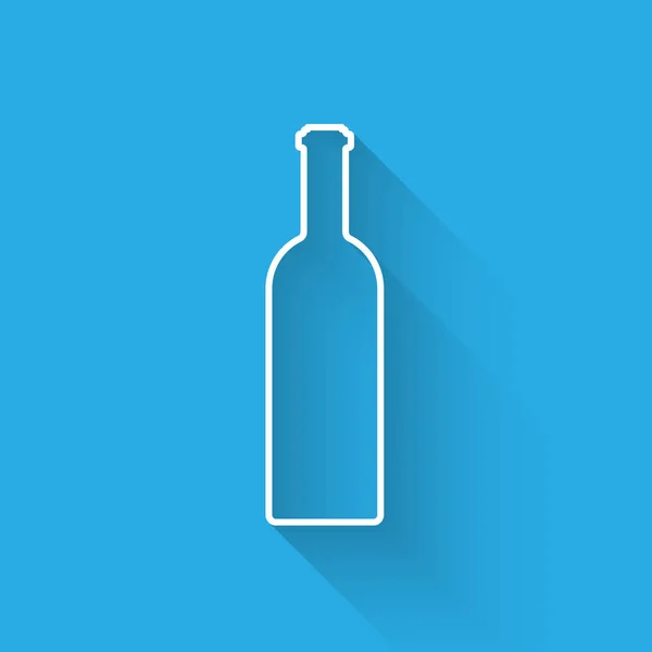 Bottiglia bianca di icona del vino isolata con lunga ombra. Illustrazione vettoriale — Vettoriale Stock