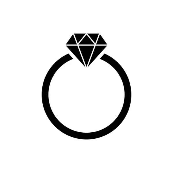 Schwarzer Diamant Verlobungsring Symbol isoliert auf weißem Hintergrund. Vektorillustration — Stockvektor