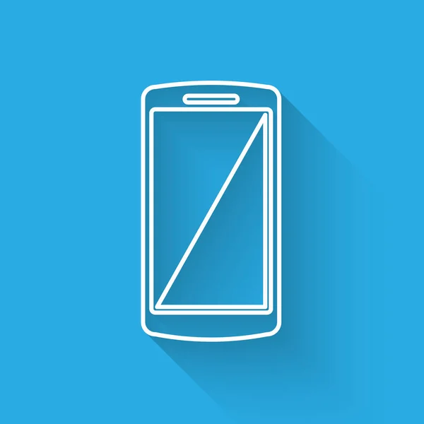 Smartphone blanco, icono del teléfono móvil aislado con sombra larga. Ilustración vectorial — Vector de stock