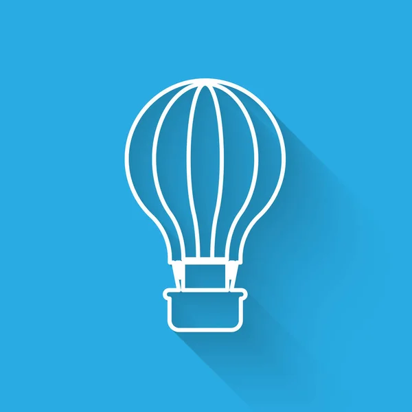 White Hot Air balloon icon isolated with long shadow. Авиатранспорт для путешествий. Векторная миграция — стоковый вектор