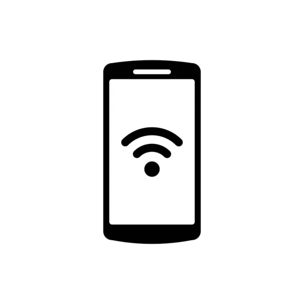 Smartphone noir avec Wi-Fi gratuit icône de connexion sans fil sur fond blanc. Technologie sans fil, connexion wi-fi, réseau sans fil, concepts de hotspot. Illustration vectorielle — Image vectorielle