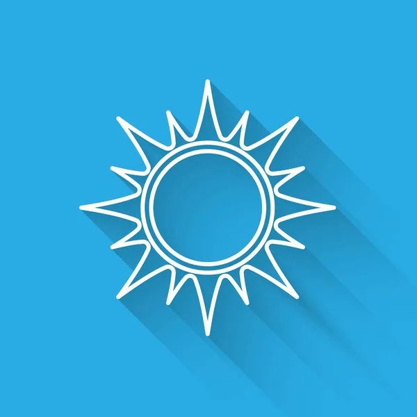 Icono del Sol Blanco aislado con sombra larga. Ilustración vectorial — Vector de stock