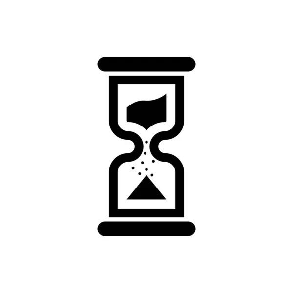 Reloj de arena negro viejo con el icono de arena que fluye aislado sobre fondo blanco. Señal de reloj de arena. Concepto de negocio y gestión del tiempo. Ilustración vectorial — Archivo Imágenes Vectoriales