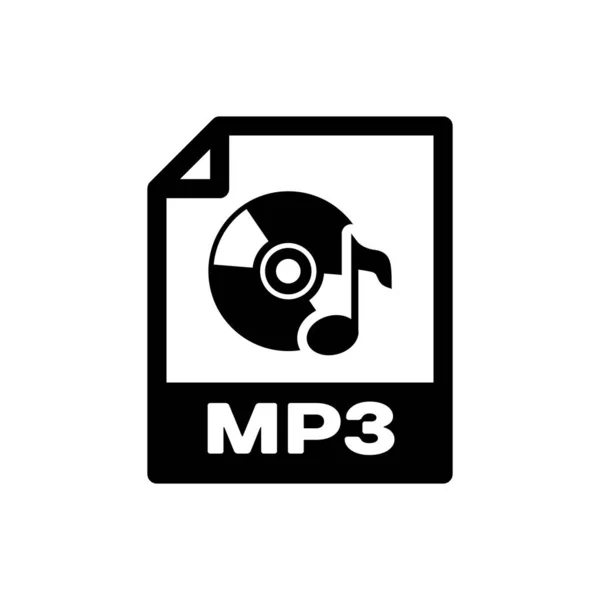 黒の Mp3 ファイル ドキュメント アイコン。mp3ボタンアイコンをダウンロードします。Mp3 音楽フォーマット記号。Mp3 ファイルシンボル。ベクトルイラストレーション — ストックベクタ