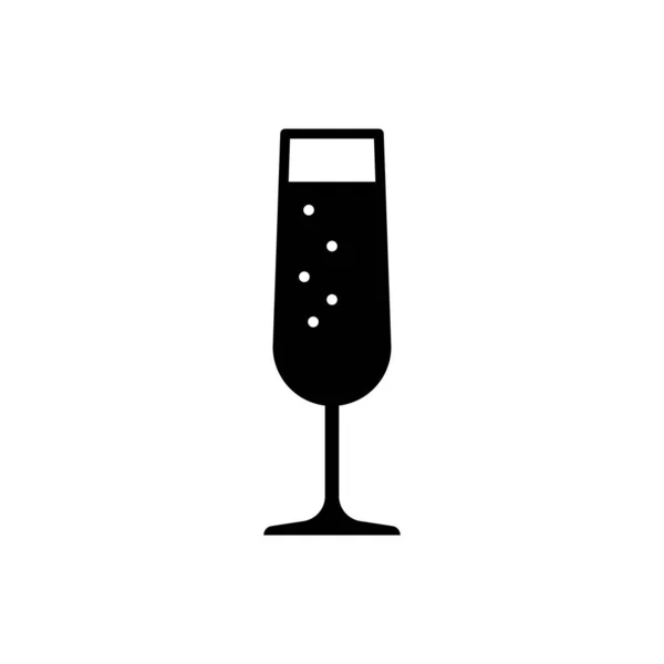 Black Glass of champagne icon isolated on white background. Vector Illustration — Stock Vector