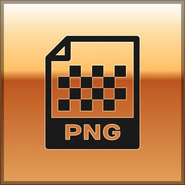 黒の Png ファイル ドキュメント アイコン。ゴールドの背景に分離されたpngボタンアイコンをダウンロードしてください。Png ファイルシンボル。ベクトルイラストレーション — ストックベクタ