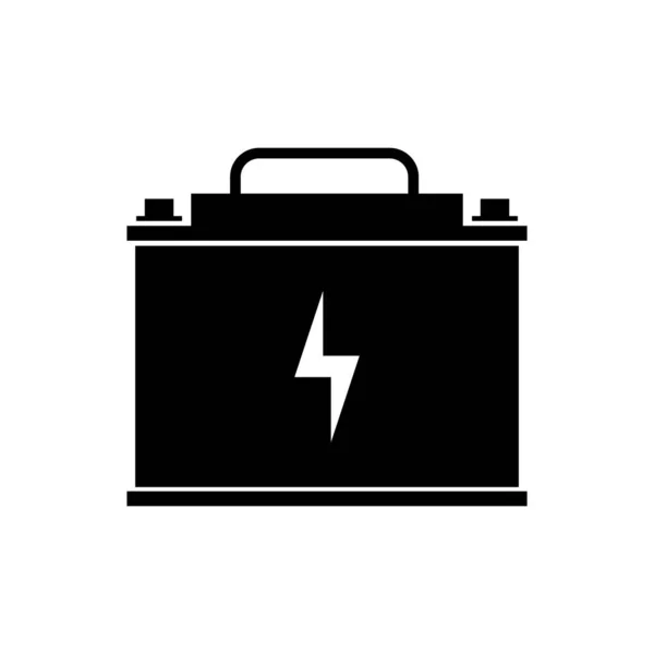 Icono de batería de coche negro aislado sobre fondo blanco. Acumulador de energía de la batería y la batería acumulador de electricidad. Rayo símbolo del perno. Ilustración vectorial — Vector de stock