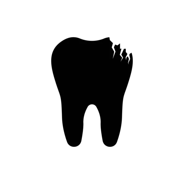 Black Broken Zahn Symbol isoliert auf weißem Hintergrund. Zahnproblem-Ikone. Zahnpflege-Symbol. Vektorillustration — Stockvektor