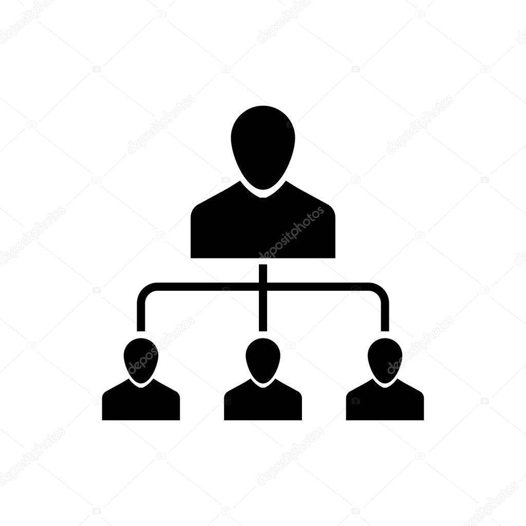 Black Referral marketing icon isolated on white background. Network marketing, business partnership, referral program strategy. Vector Illustration