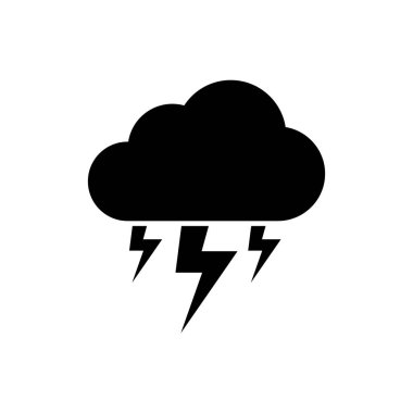 Beyaz arkaplanda Kara Fırtına simgesi izole edildi. Bulut ve şimşek işareti. Fırtınanın hava durumu ikonu. Vektör İllüstrasyonu