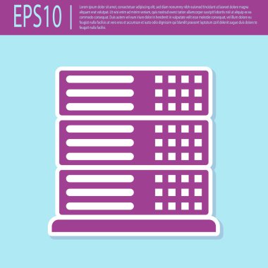 Retro mor Server, Veri, Web Hosting simgesi turkuaz arka plan üzerinde izole. Düz tasarım. Vektör İllüstrasyonu