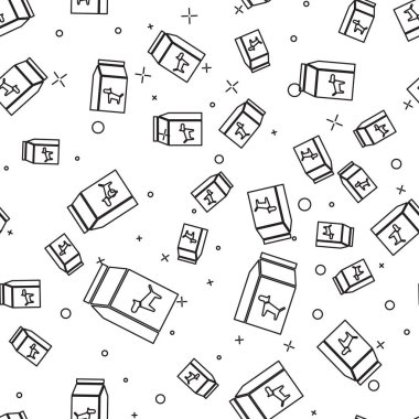 Beyaz arka plan üzerinde köpek simgesi izole dikişsiz desen için gıda Siyah Çanta. Hayvanlar için yiyecek. Evcil hayvan yiyecek paketi. Vektör İllüstrasyonu