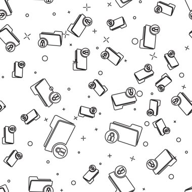 Siyah Dizin ve kilit simgesi beyaz arkaplanda izole edilmiş kusursuz desen. Kapalı dosya ve asma kilit. Güvenlik, güvenlik, koruma kavramı. Vektör İllüstrasyonu