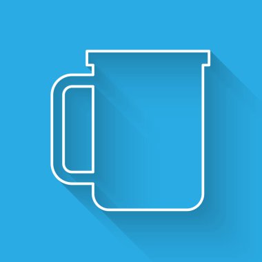 Beyaz Kahve fincan düz simgesi uzun gölge ile izole. Çay bardağı. Sıcak içecek kahve. Vektör İllüstrasyonu