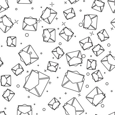 Siyah Posta ve e-posta simgesi beyaz arka plan üzerinde sorunsuz desen yalıtılmış. Zarf sembolü e-posta. E-posta ileti işareti. Vektör İllüstrasyonu