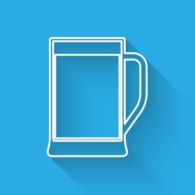 Beyaz Cam bira simgesi uzun gölge ile izole. Vektör İllüstrasyonu