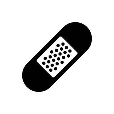 Siyah Bandaj sıva simgesi izole. Tıbbi alçı, yapışkan bandaj, esnek kumaş bandajı. Vektör İllüstrasyonu