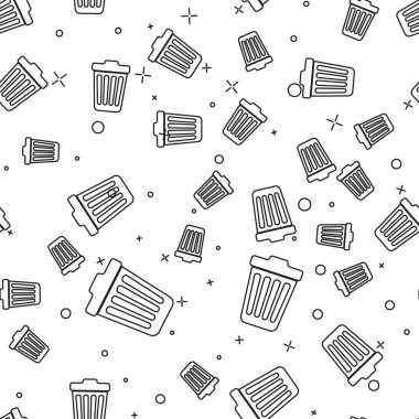 Siyah Çöp Kutusu beyaz arka plan üzerinde izole sorunsuz desen simgesi olabilir. Çöp kutusu tabelası. Vektör İllüstrasyonu