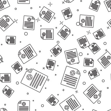 Klinik kayıt simgesi beyaz arka plan üzerinde izole dikişsiz desen ile Siyah Tıbbi pano. Sağlık sigortası formu. Reçete, tıbbi kontrol izleri raporu. Vektör İllüstrasyonu