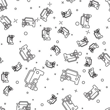 Siyah Araba paylaşım simgesi beyaz arka plan üzerinde sorunsuz desen izole. Araba paylaşım işareti. Ulaşım kiralama hizmeti konsepti. Vektör İllüstrasyonu