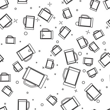 Siyah Cam bira simgesi beyaz arka plan üzerinde izole dikişsiz desen. Vektör İllüstrasyonu