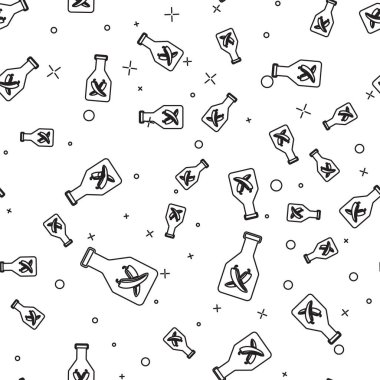 Siyah Ketçap şişe serisi simgesi beyaz arka plan üzerinde sorunsuz desen izole. Acı biber pod işareti. Barbekü ve Barbekü ızgara sembolü. Vektör İllüstrasyonu