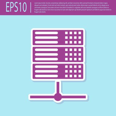 Retro mor Server, Veri, Web Hosting simgesi turkuaz arka plan üzerinde izole. Düz tasarım. Vektör İllüstrasyonu