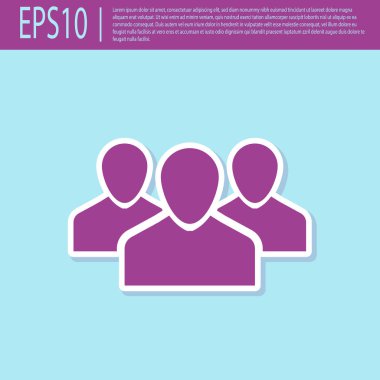 Retro mor Kullanıcılar grup simgesi turkuaz arka plan üzerinde izole. Kişi grubu simgesi. İş avatarı simgesi - kullanıcı profil simgesi. Düz tasarım. Vektör İllüstrasyonu