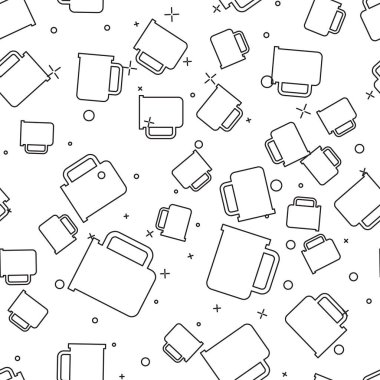 Siyah Kahve fincan düz simgesi beyaz arka plan üzerinde sorunsuz desen izole. Çay bardağı. Sıcak içecek kahve. Vektör İllüstrasyonu