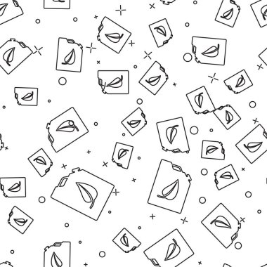 Siyah Bio yakıt kutusu hattı simgesi beyaz arka plan üzerinde sorunsuz desen izole. Eko biyo ve varil. Yeşil çevre ve geri dönüşüm. Vektör İllüstrasyonu