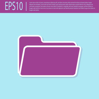 Retro mor Klasör simgesi turkuaz arka planda yalıtılmış. Düz tasarım. Vektör İllüstrasyonu