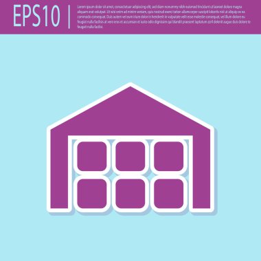 Retro mor Depo simgesi turkuaz arka plan üzerinde izole. Düz tasarım. Vektör İllüstrasyonu