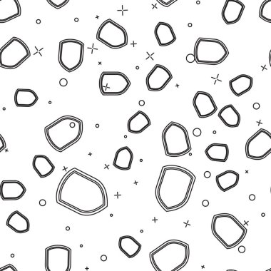 Siyah Kalkan simgesi beyaz arka plan üzerinde sorunsuz desen izole. Koruma işareti. Vektör İllüstrasyonu