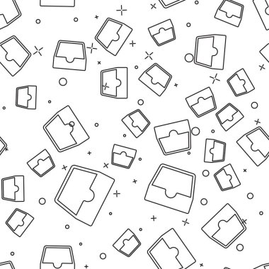 Siyah Sosyal medya gelen kutusu simgesi beyaz arka plan üzerinde sorunsuz desen izole. Sosyal ağ öğesi, sembol. Vektör İllüstrasyonu