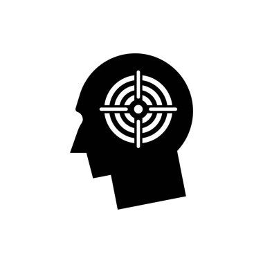 Siyah Kafa avcılık kavram simgesi beyaz arka plan üzerinde izole. İş hedefi veya İstihdam işareti. İnsan kaynakları ve iş için işe alım. Vektör İllüstrasyonu