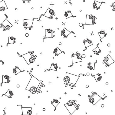 Siyah Ekle Alışveriş sepeti simgesi beyaz arka plan üzerinde izole kesintisiz desen. Online satın alma konsepti. Teslimat hizmeti işareti. Süpermarket sepeti sembolü. Vektör İllüstrasyonu