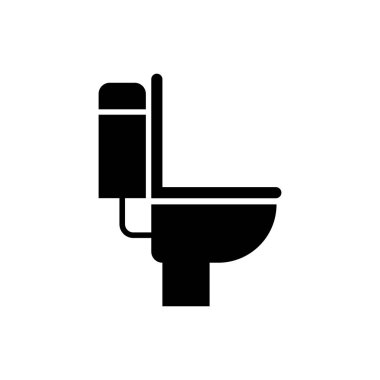 Siyah Klozet simgesi beyaz arka plan üzerinde izole. Vektör İllüstrasyonu