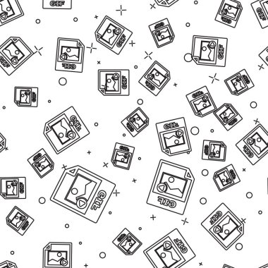 Siyah Gif dosya belge simgesi. Gif düğme simgesi beyaz arka plan üzerinde izole sorunsuz desen indirin. Gif dosya sembolü. Vektör İllüstrasyonu